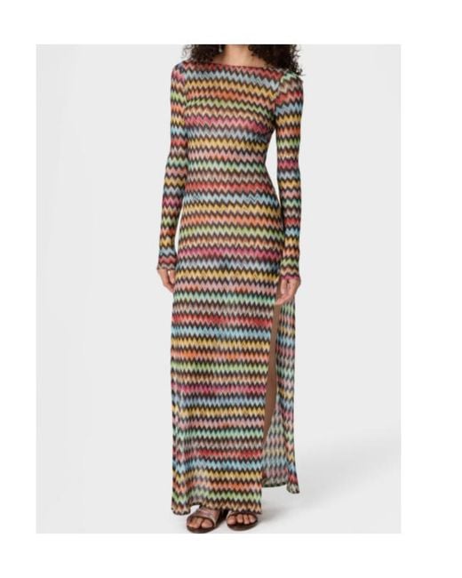 Missoni Multicolor Zigzag Long Sleeve Knitted Dress
