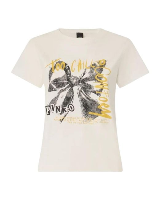 Pinko White Graphic-Print T-Shirt