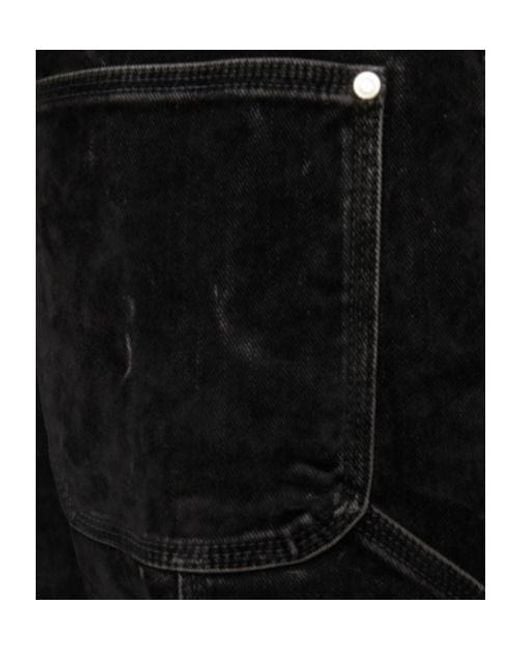Stella McCartney Black Velvet Denim Workwear Straight Pants