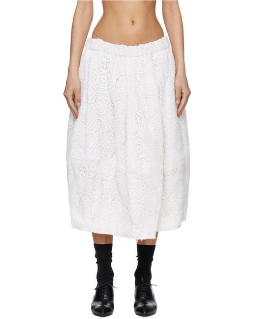 Comme des Garçons White Lace Midi Skirt