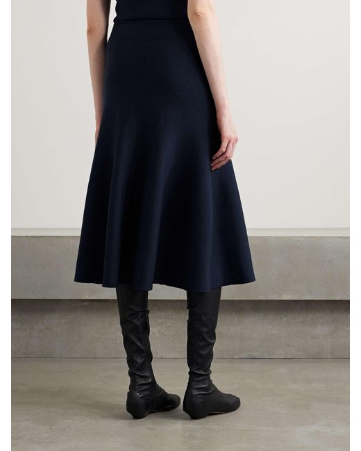Khaite Blue Peplum-Hem Knitted Skirt