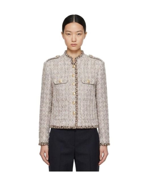 Marissa Chiara Gray Stand Collar Lace Jacket
