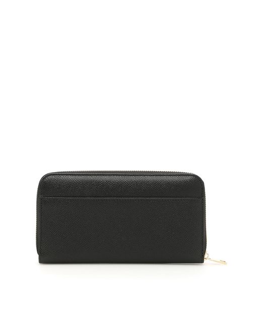 Dolce & Gabbana Black Logo Plaque Zip-Around Wallet