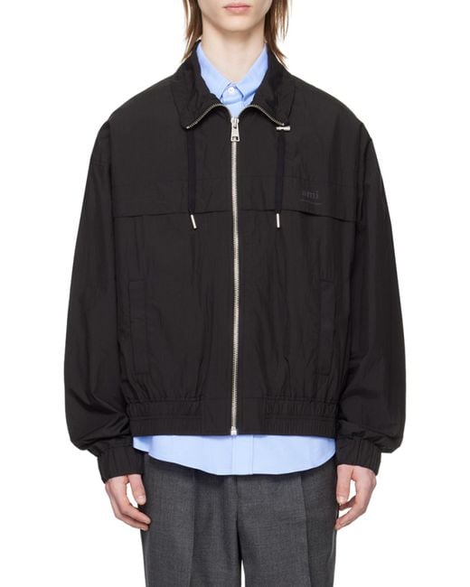 AMI Black Zip-Up Lightweight Jacket for men