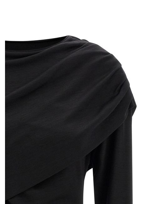 Isabel Marant Black Asna Long-Sleeve Panelled Top