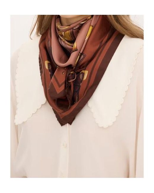 Chloé Pink Chain-Print Heart-Motif Scarf