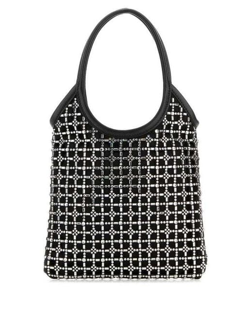 Miu Miu Black Ivy Satin Handbag With Synthetic Crystals