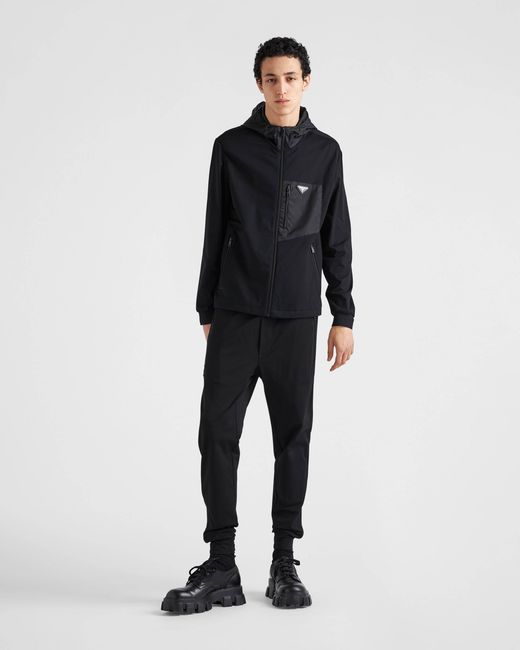 Prada Blue Technical Cotton And Re-Nylon Cardigan for men