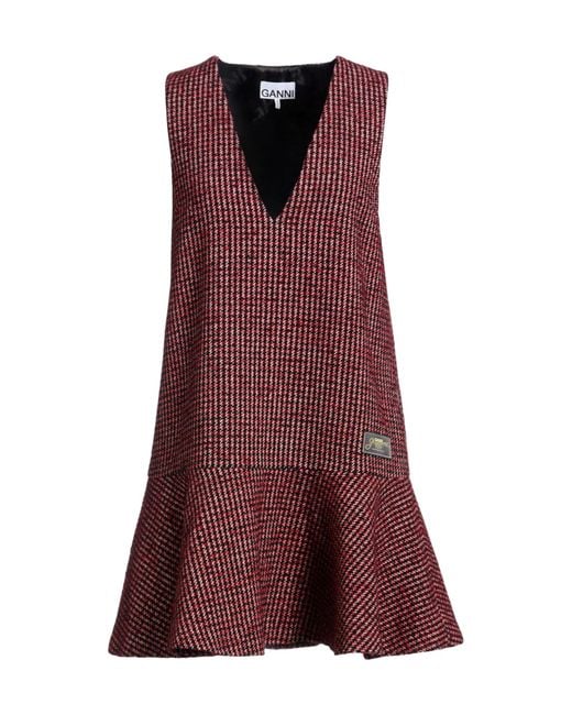 Ganni Purple Leeveless Tweed Dress