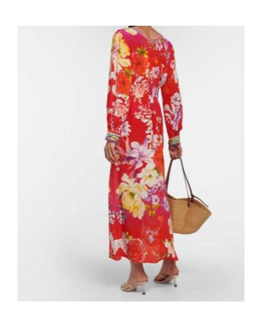 Camilla Red Embellished Silk Maxi Dress