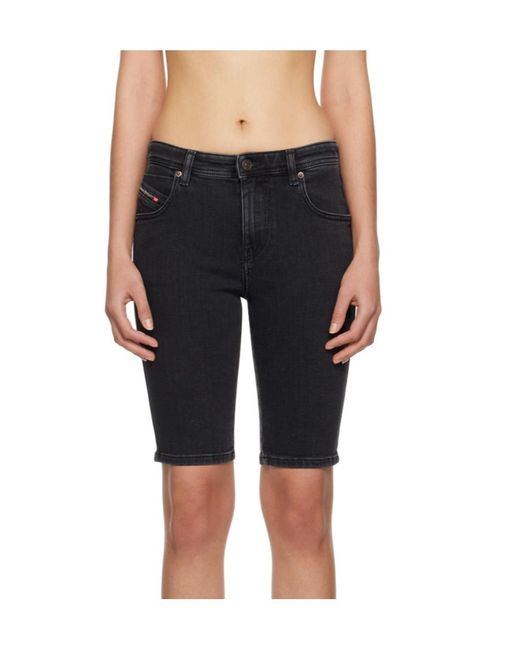 DIESEL Black De-Ginny Stretch Denim Shorts