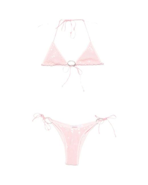 Oseree Pink Triangle Bikini Set