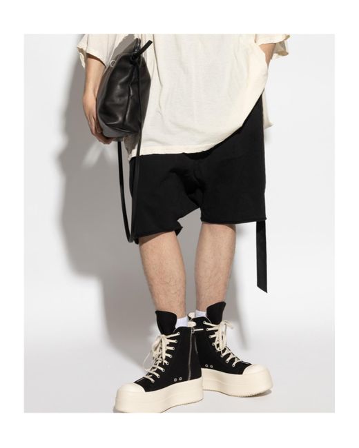 Rick Owens Black Drawstring Pod Shorts for men