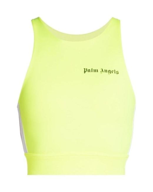 Palm Angels Yellow Side-Stripe Logo Tank Top