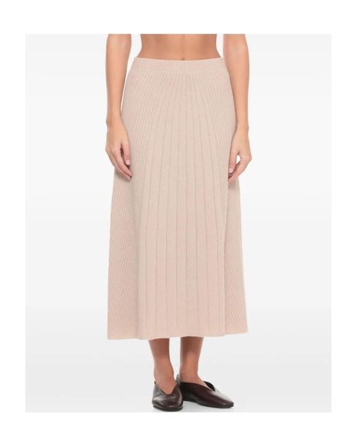 D.exterior Natural Ribbed Midi Skirt