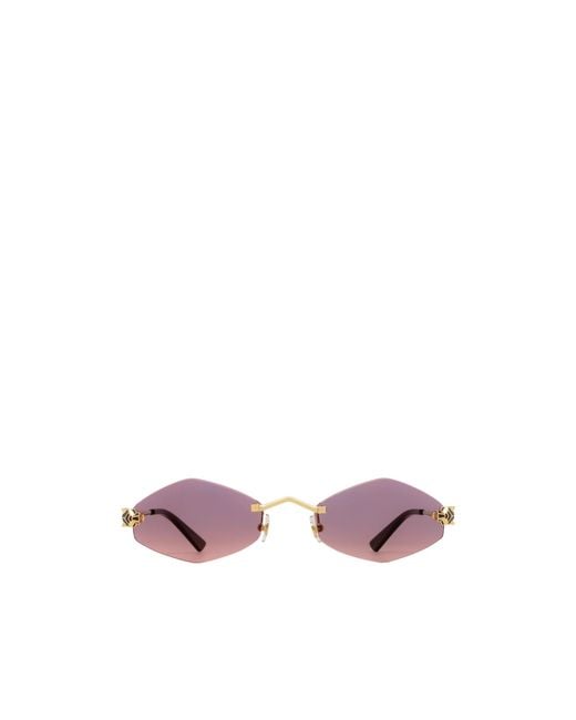 Cartier Pink Geometric Frame Sunglasses