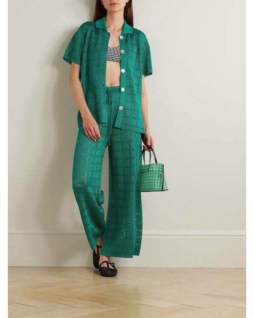 Calle Del Mar Green Casual Knitted Wide-Leg Pants