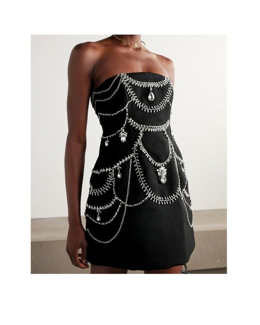 Jonathan Simkhai Black Arta Strapless Crystal-Embellished Cady Mini Dress