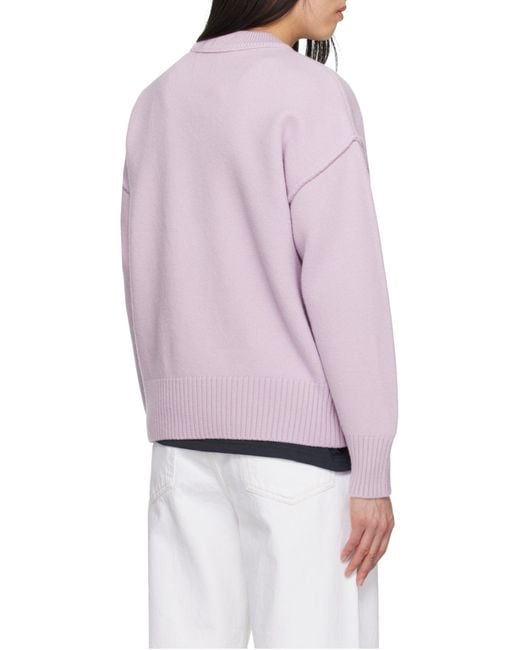 AMI Purple Ami De Coeur Crewneck Knitted Jumper for men