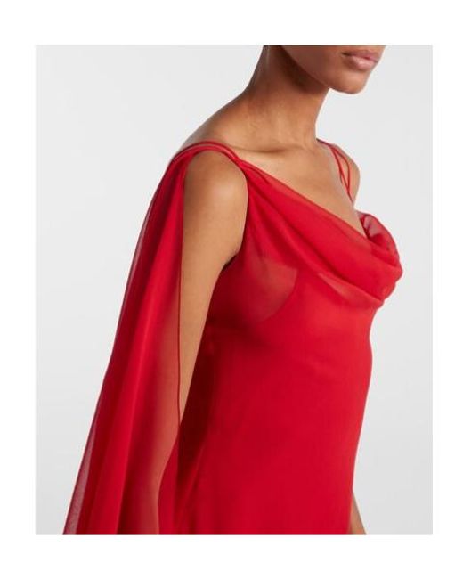 Blumarine Red Draped Silk Georgette Gown