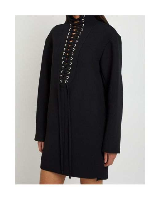 Khaite Blue Lee Lace-Up Crepe Mini Dress