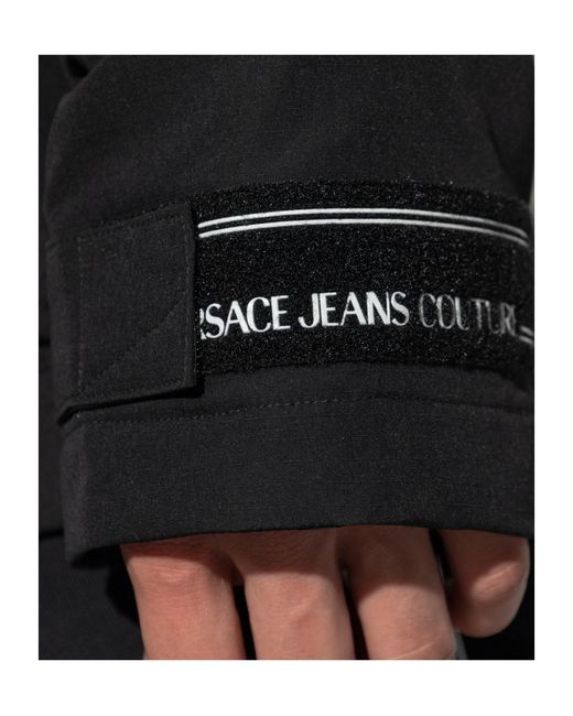 Versace Jeans Black Couture Logo Patch Hooded Insulated Jacket for men