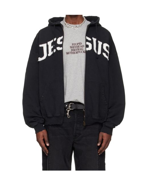 Vetements Blue Jesus Christ Zip Up Hoodie for men