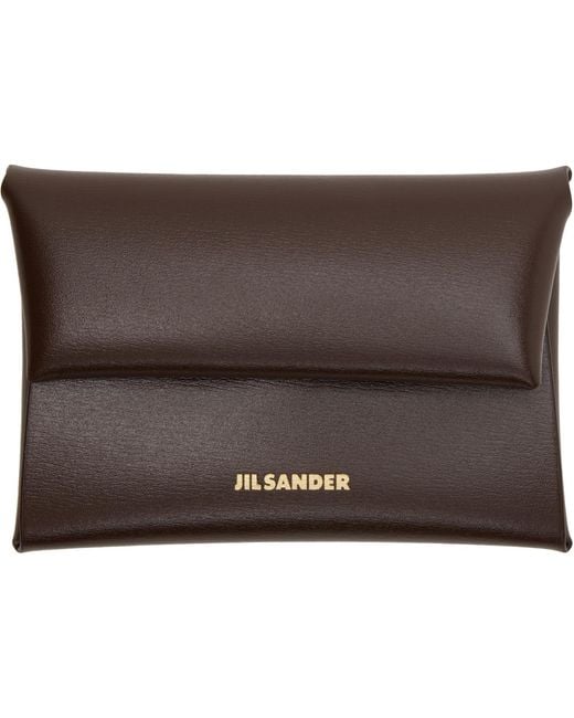 Jil Sander Brown Folded Coin Pouch