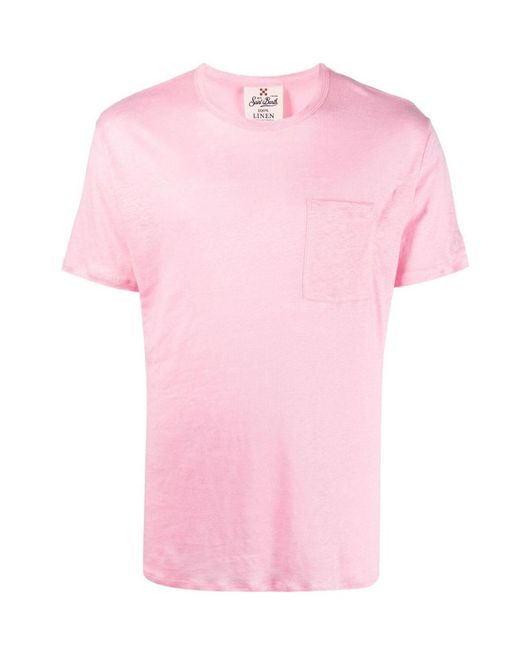 Mc2 Saint Barth Pink Ecstasea Linen T-Shirt for men