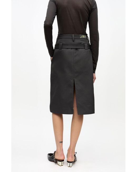 Ganni Black Heavy Twill Midi Skirt