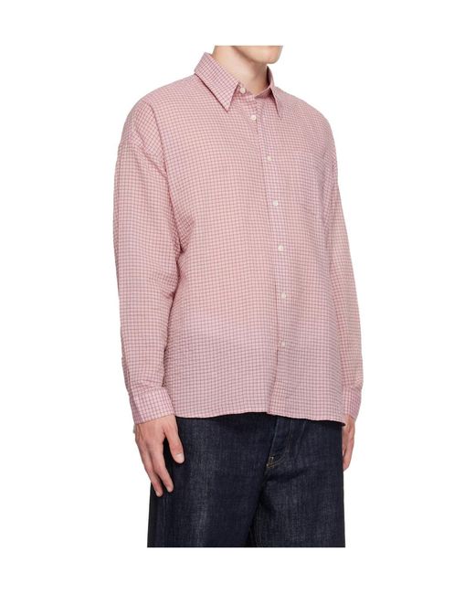 sunflower Pink Stable Check-Pattern Button-Down Shirt for men
