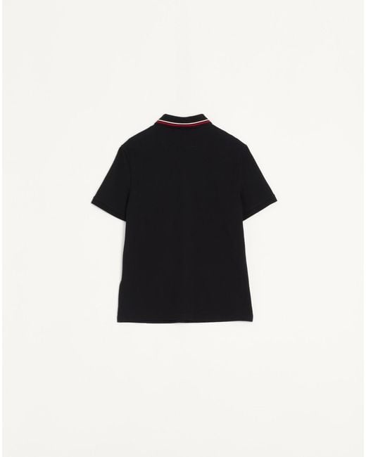 Valentino Black Logo Plaque Short-Sleeved Polo Shirt for men