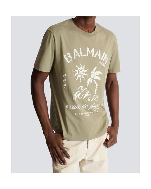 Balmain Multicolor Club De Plage Logo T-Shirt for men