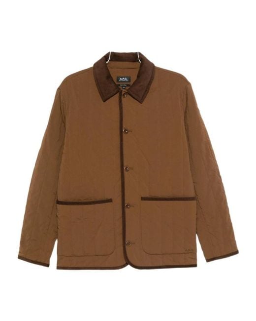 A.P.C. Brown Long-Sleeved Straight-Hem Jacket