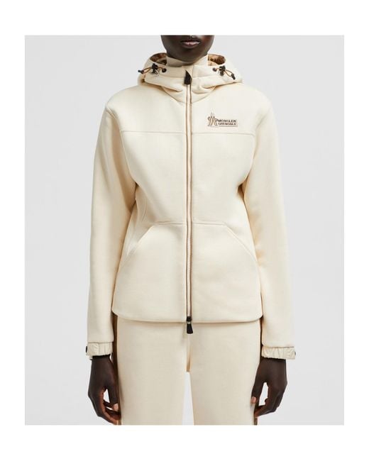 Moncler White Grenoble Logo Detailed Drawstring Hoodie