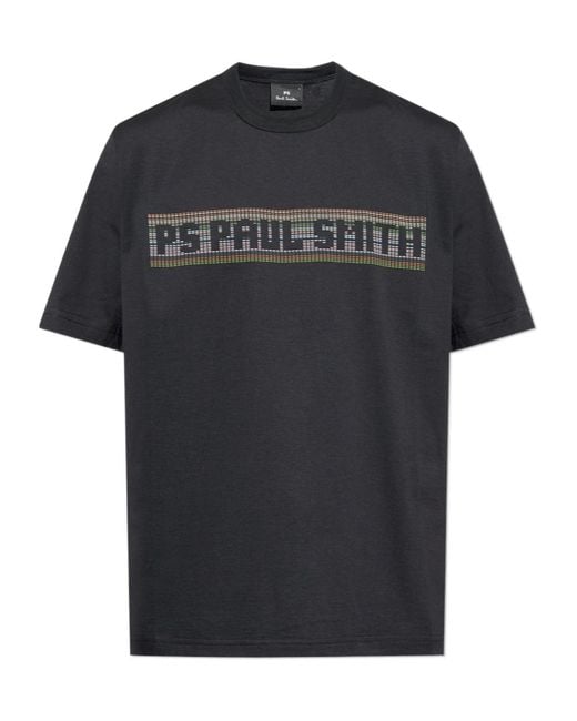Paul Smith Black Ps Paul Smith Logo Printed Crewneck T-Shirt for men