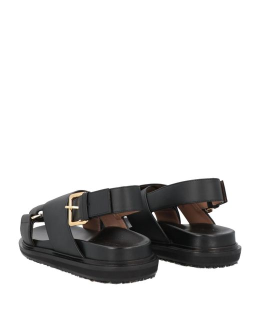 Marni Black Round-Toe One-Strap Sandals