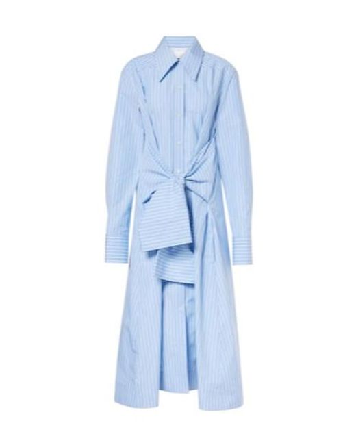 Jil Sander Blue Pinstripe Cotton Shirt Dress