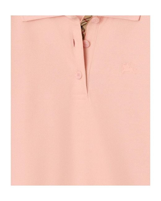 Burberry Pink Ekd Embroidered Short Sleeved Polo Shirt