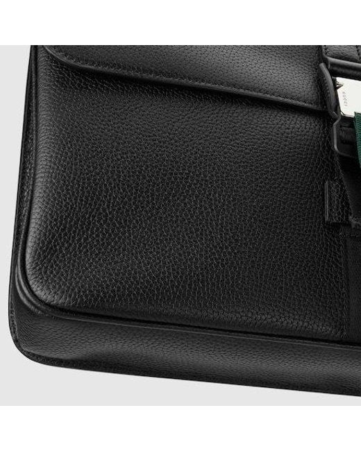 Gucci Black Medium Business Case With Web for men