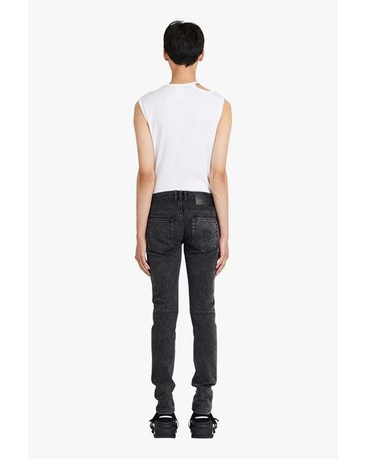 Balmain Black Logo Debossed Skinny Jeans for men