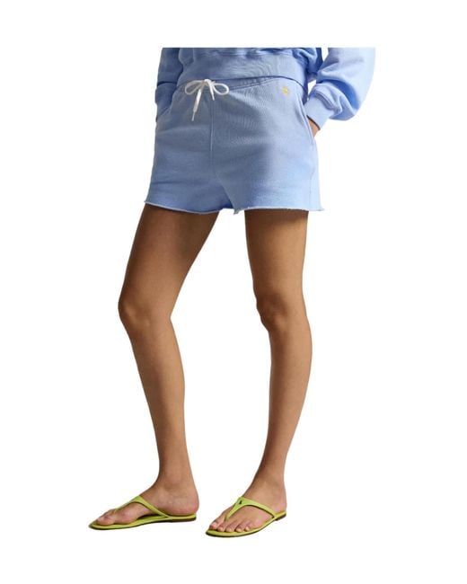 Ralph Lauren Blue Polo Logo Embroidered Drawstring Shorts
