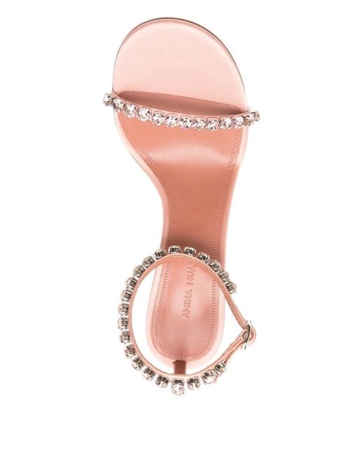 AMINA MUADDI Pink 95Mm Gigi Crystal-Embellished Sandal