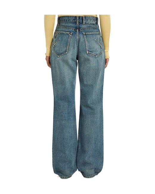 Alaïa Blue Distressed Straight-Leg Jeans