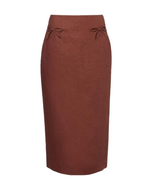 Posse Red Sabine Linen Pencil Skirt