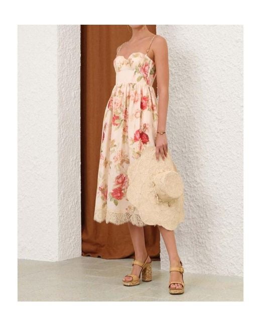 Zimmermann Pink Roselight Picnic Midi Dress
