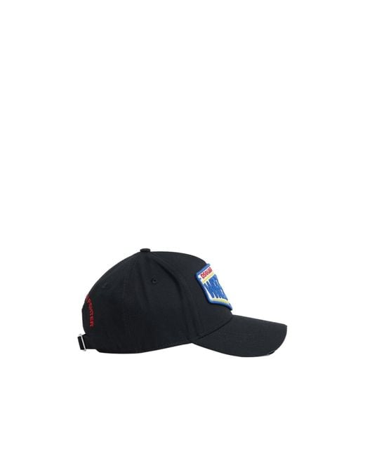 DSquared² Blue Logo Patch Distressed Baseball Cap for men