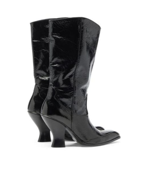 DIESEL Black D-Luffy Patent Leather Boots