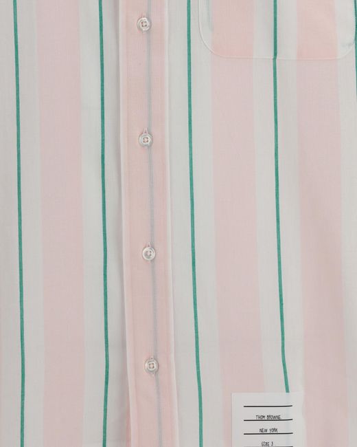 Thom Browne White Striped Button-Down Shirt for men