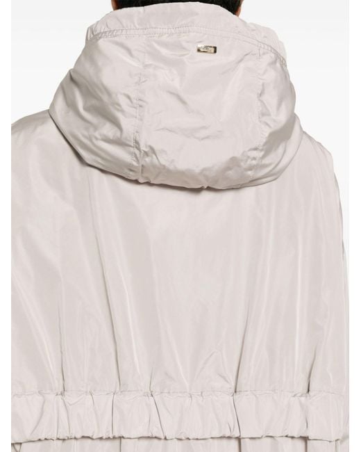 Herno White Zip-Up Drawstring Long Coat